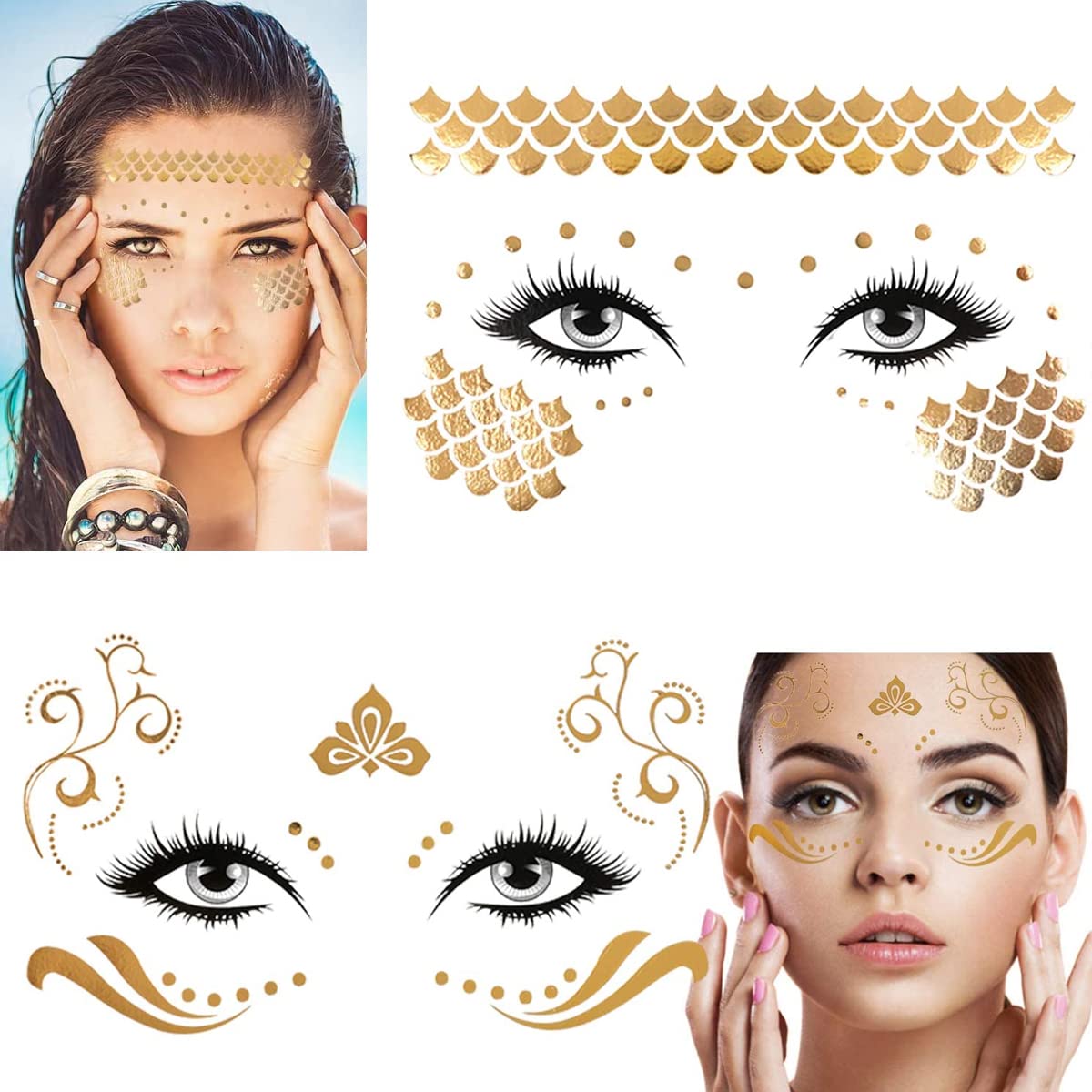 MAYCREATE Flower Face Temporary Tattoo Stickers for Women Girls, 3 Sheets Floral Face Eye Makeup Stickers Waterproof Art Fake Tattoos for Party Halloween Prom Photography MAYCREATE Flower Face Temporary Tattoo Stickers for Women Girls, 3 Sheets Floral Face Eye Makeup Stickers Waterproof Art Fake Tattoos for Party Halloween Prom Photography